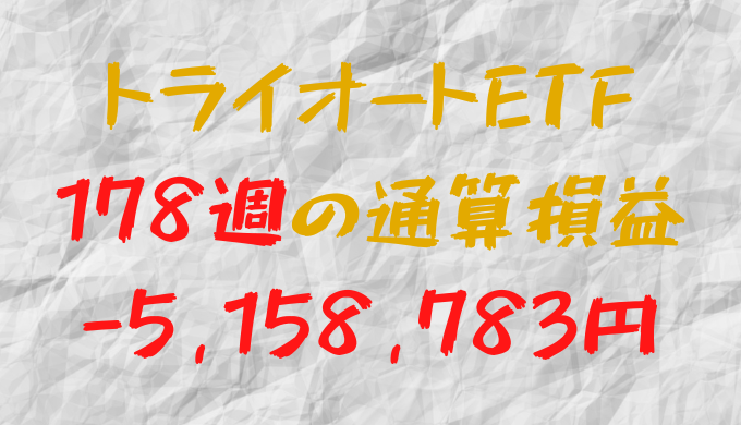 2024年6月14日のトライオートETF通算損益マイナス-5,158,783円（178週目）