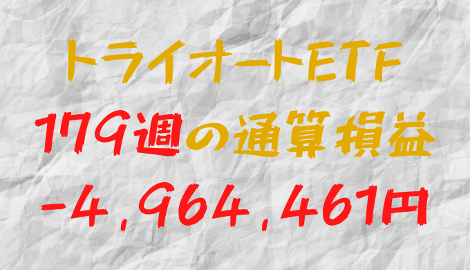 2024年6月21日のトライオートETF通算損益マイナス-4,964,461円（179週目）