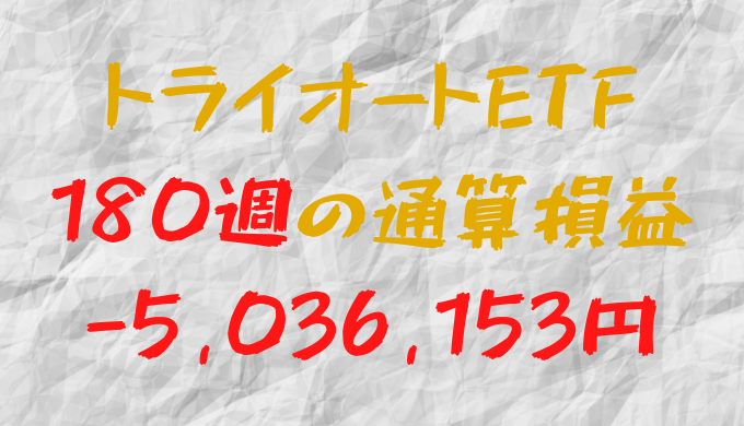 2024年6月29日のトライオートETF通算損益マイナス5,036,153円（180週目）