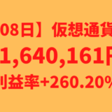 【運用1608日】仮想通貨による利益+1,640,161円（利益率+260.20%）